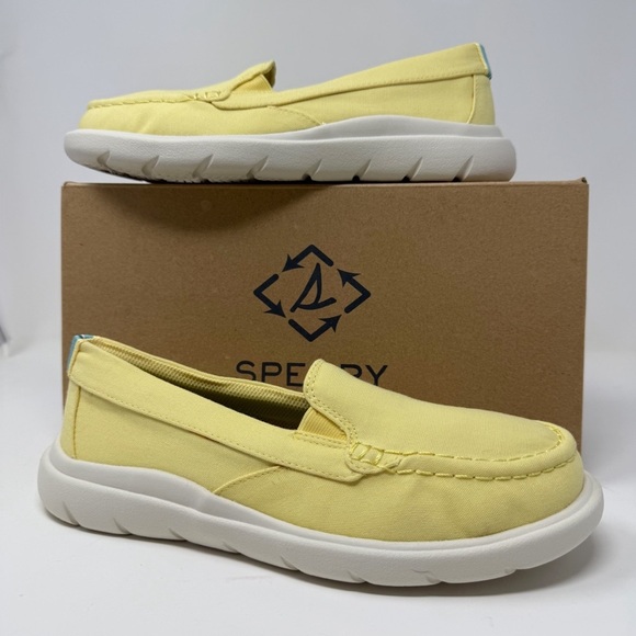 Sperry Women’s Yellow Canvas Slip-On Loafers Size 7.5M Comfort Casual Shoes - Picture 1 of 13